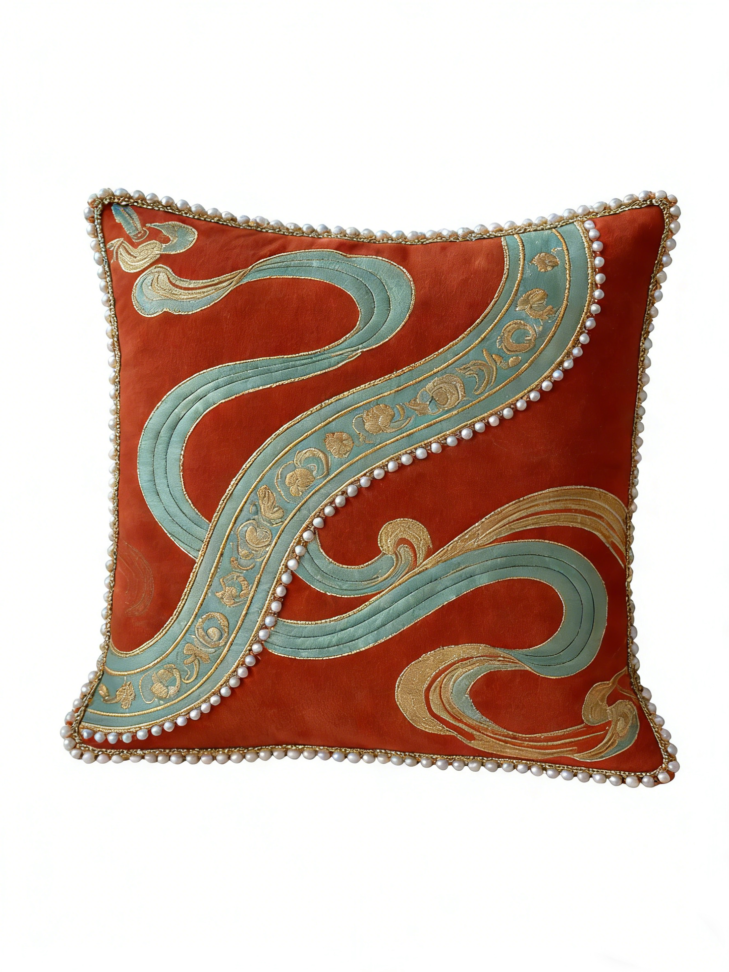 Red intersecting pattern lumbar support cushion cover