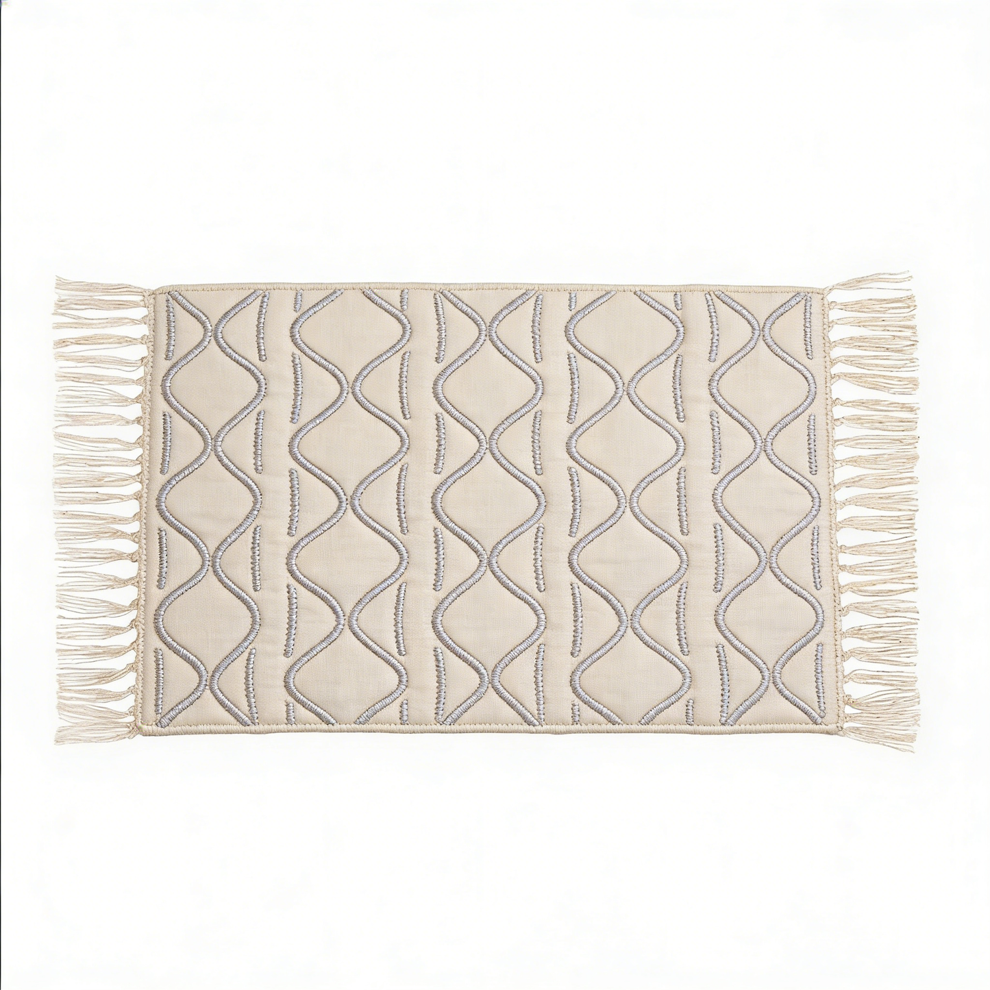 Bohemian Style White Fringed Rug
