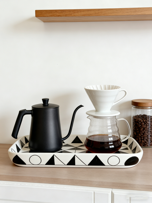Geometric Black and White Ceramic Tray