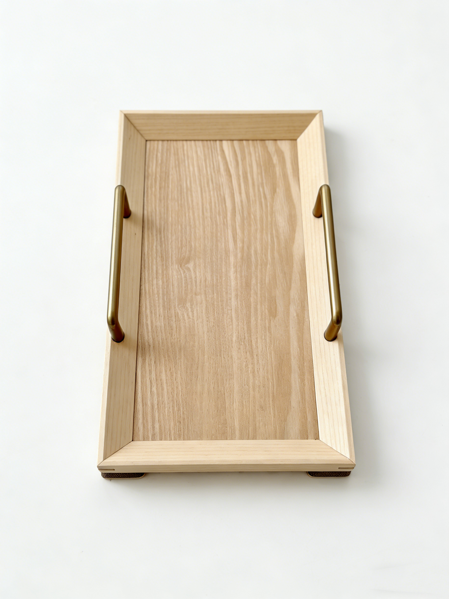 Solid Wood Tray with Brass Handles