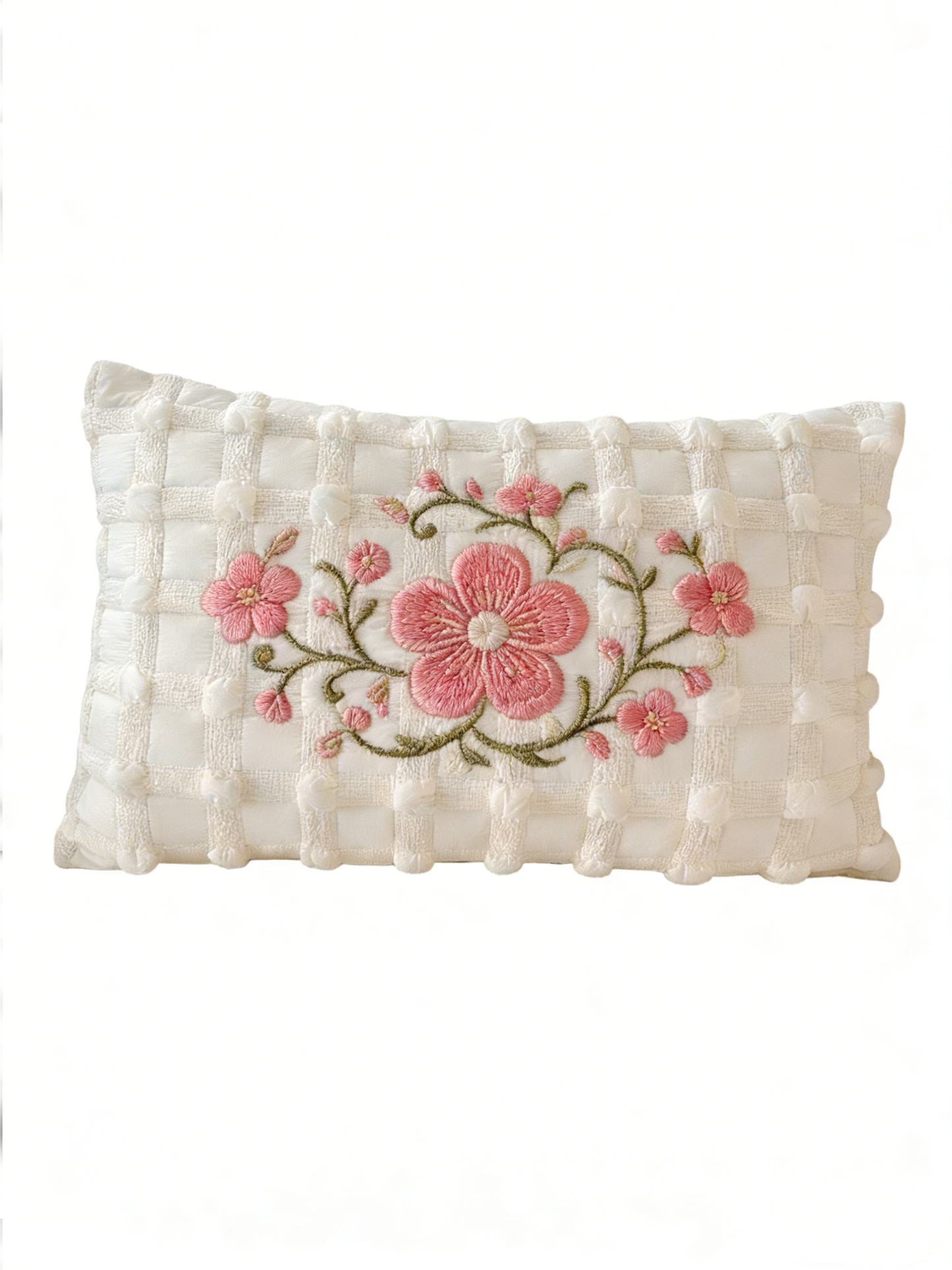 Off-white cushion cover with a floral pattern