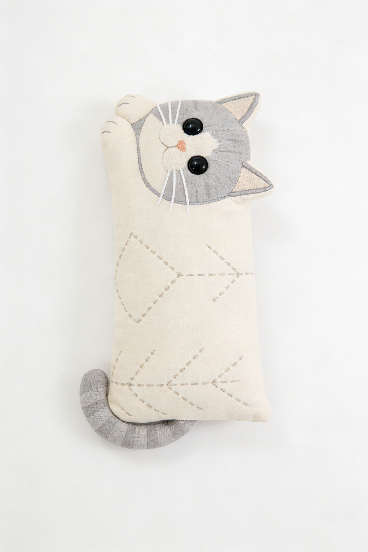 White cat-shaped lumbar support cushion cover