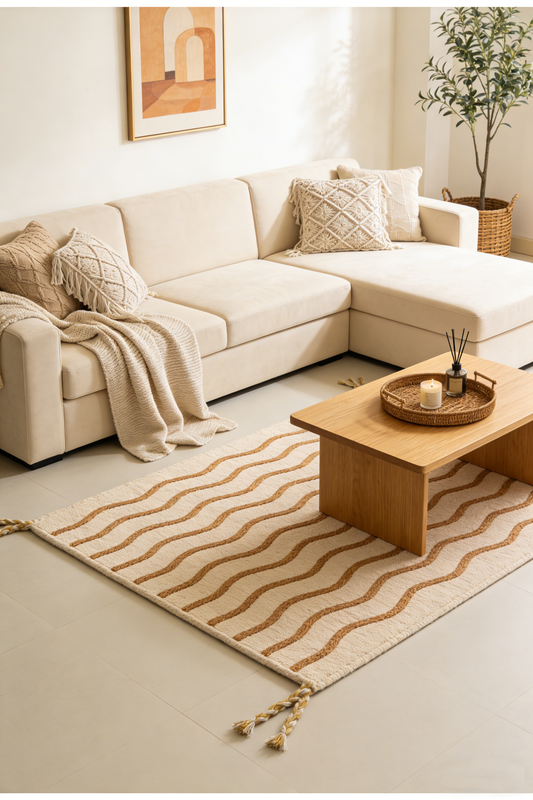 Yellow ripple pattern carpet