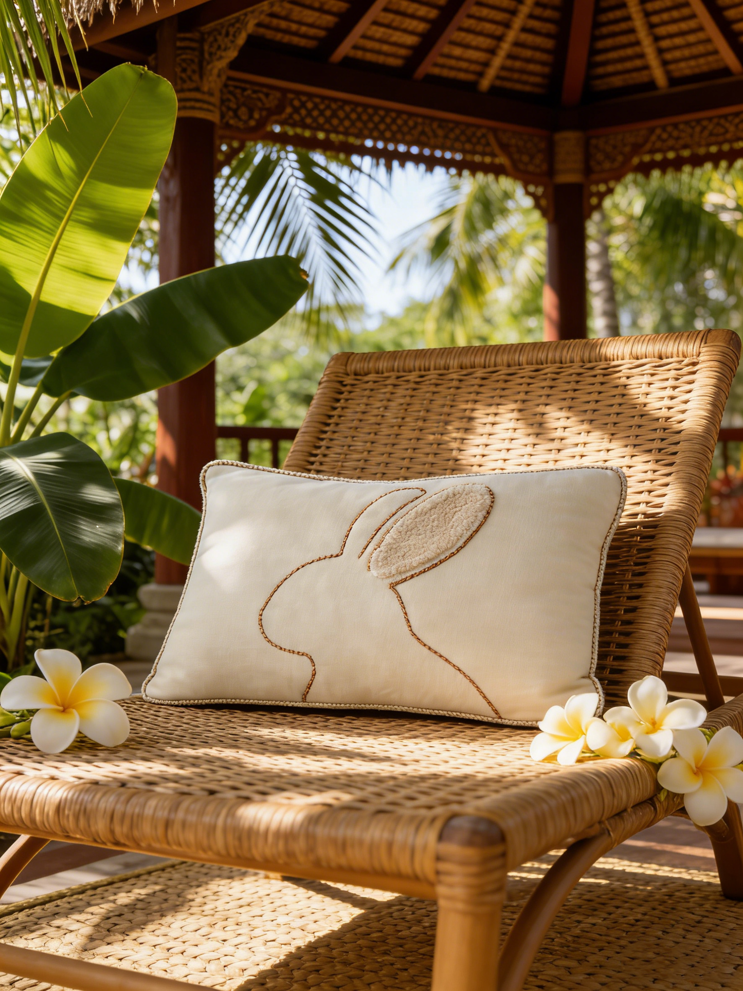 Rabbit-shaped lumbar support cushion cover